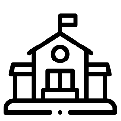A black outline image of a school building.